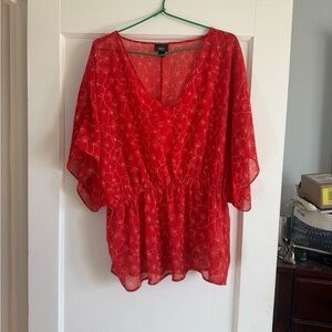 Source Unknown Red Sheer Blouse